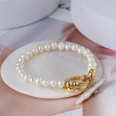 China CLASSIC Europe and the United States jewelry pearl gold bracelet lady wholesale freshwater temperament simple for sale