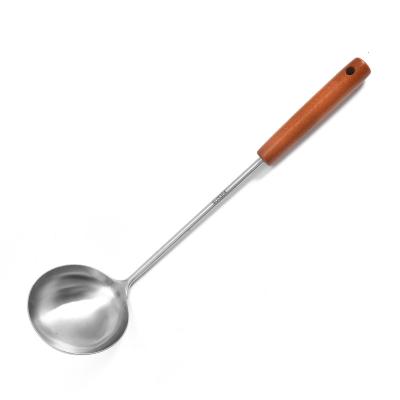 China Viable Safety Stainless Steel Handle High Quality Wooden Soup Spoon for Kitchen for sale