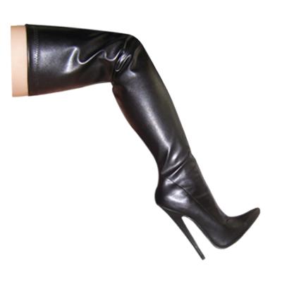 China Large Size Ladies Boots Thigh High Platform Women's Long Lighted Boots Sexy Shiny Fork PU 17 Cm High Heel Stripper Women Shoes for sale