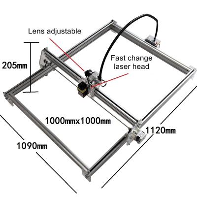 China Laser Engraving Violet M1 Mini Laser Engraving Machine 500mw 1000mw 2500mw 10W Blue Laser Size Adjustable Cutting Size 100*100CM for sale