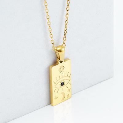 China FASHIONABLE Female Titanium Steel Tarot Seal Square 18K Stainless Steel Necklace Pendant Necklace Jewelry for sale