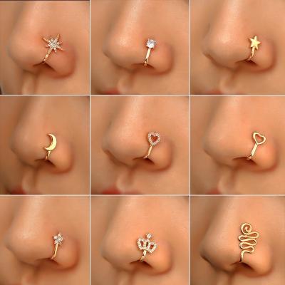 China Hiphop Gaby Plus Christmas Gift Snow Bunny Butterfly Fake Nose Ring CZ CZ Cuff Non Piercing Nose Clip Body Jewelry Wholesale for sale