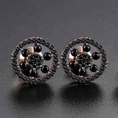 China Fashion Fast Delivery Men's Cool Ladies Ear Studs Round Single Retro Copper Zircon Ear Studs Wholesale for sale