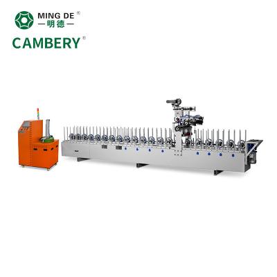 China Building Material Shops Advanced technology wood plastic line hot glue  coating profile wrapping machine pur hot melt adhesive coating machine supplier for sale