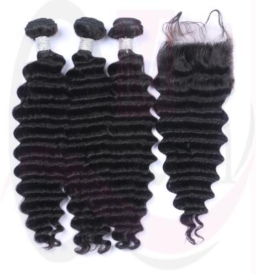 China Soft Smooth Deep Wave Bundles With Closure Brazilian Hair Bundle Hair Seller No Bumdles 100% Hair Shedding for sale