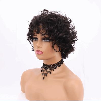 China Wholesale Price Natural Black Machine Made Wave Hair Straight Thick Pixie Cut Short Hair Wig Brazilian Barely Shedding Wig for sale