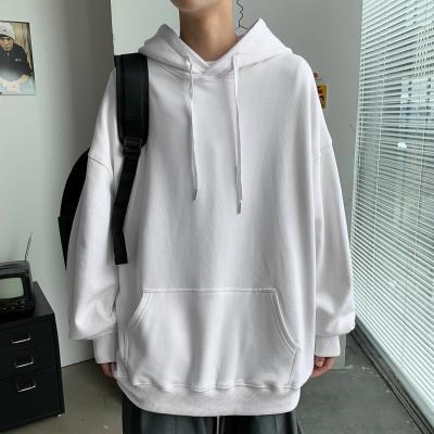 China Anti-pilling French Terry Hoodie Drop Shoulder White Custom Pullover Streetwear Heavyweight Thick Embossed Oversized Crewneck Sweatshirt for sale