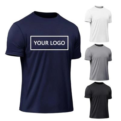 China High Quality Custom LOGO Slik Screen Printing Plain Cotton T-shirt Mens Anti-Wrinkle OEM Plain Round Neck Tee 100% Round Tees for sale