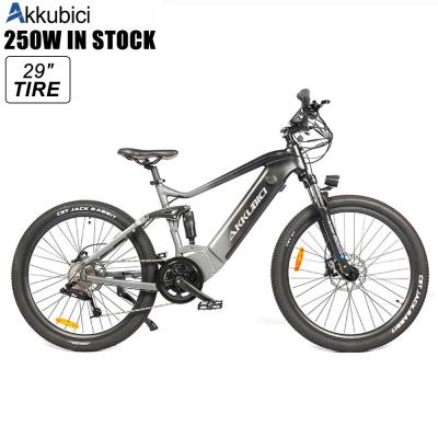 China Akkubici full suspension aluminum alloy elettrica 48volt 250watt bici bicicletta bafang mid drive motor bicicletas electricas for sale