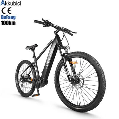 China Aluminum alloy Akkubici EU CE cert long range running mtb 27.5inch bikes city electric bike 250w mid motor e bike for sale