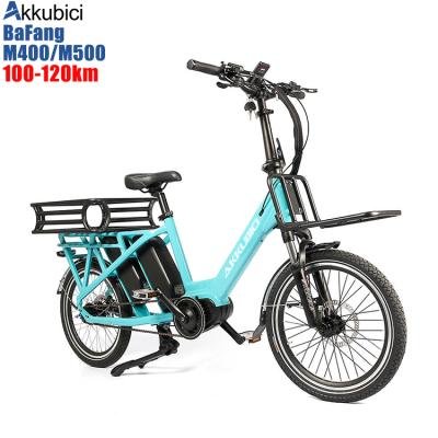 China High quality Akkubici aluminum alloy food delivery ebike 48v mid drive e bike cargo bafang M400 250w electric bike for sale