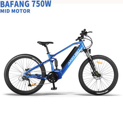 China Akkubici full aluminum alloy bafang mid drive ebike suspension mtb 750w 48v electric bike Eu USA warehouse for sale