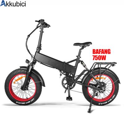 China Akkubici Adult Aluminum Alloy Fast Folding Foldable Bike Men Electric e Bike 48v Suspension 20 Inch 750w Full Fat Tire for sale