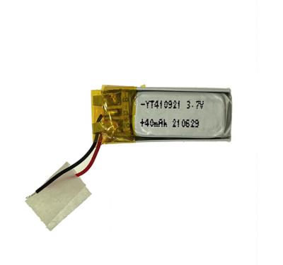 China Factory Price 410921 Customized Rechargeable Lithium Polymer Battery Cells 3.7v 40mAh Storage Battery for sale