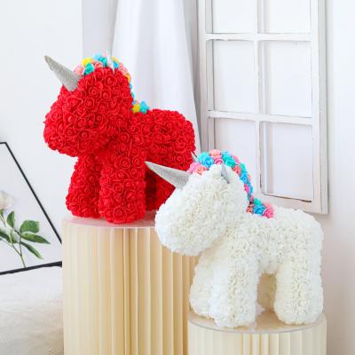 China Hot Selling New Design Artificial Flowers Natural Roses Handmade Foam Unicorn Decoration For Valentine Gift Wedding for sale