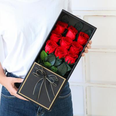 China Beautiful Gift Fashional Decorative Roses Wholesale Luxury Gift Box Nine Preserved Forever Roses for sale