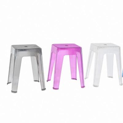 China Minimalist Transparent Plastic Square Stool High Square Plastic Stool Non-slip Solid Plastic Chair Thickened Home Office Stool for sale