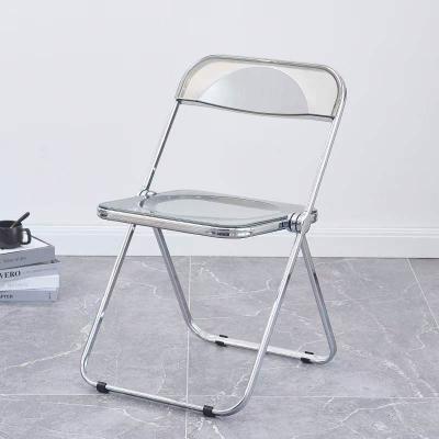 China Cheap Crystal Clear Folding Chair Stools Stainless Steel Nordic Acrylic Industrial Folding Chair Foldable for sale