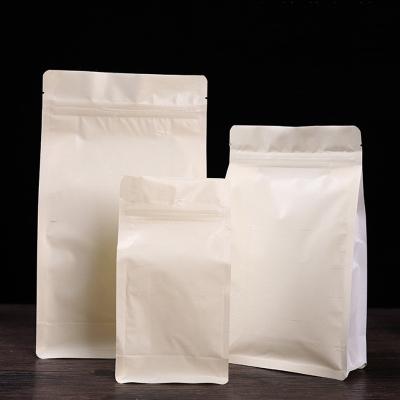 China POLYSMARTS September moisture-proof promotion packaging paper flat bottom gusset zipper zipper coffee packaging bag white paper for sale