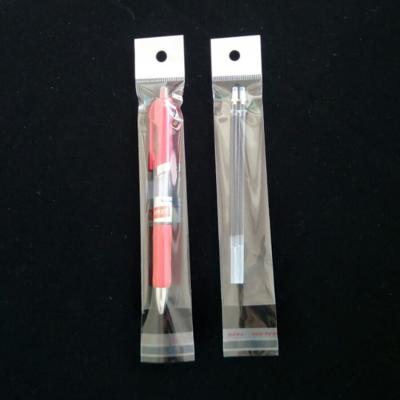 China POLYSMARTS gift clear window pencil packaging oppPlastic bag with tape printing self-adhesive header card for sale