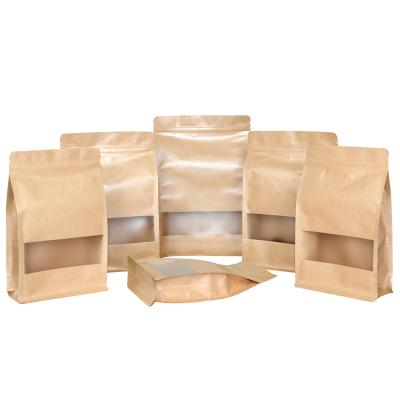 China China Factory Polysmarts Recyclable Eco Friendly Side Gusset Square Bottom Bag, Coffee Bean Flat Bottom Kraft Paper Packaging Bag for sale