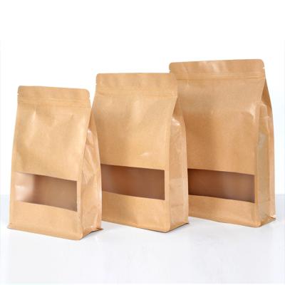 China China Manufacturer Recyclable Flat Bottom Plastic Brown Kraft Paper Bag, Different Size Flat Bottom Frosted Ziplock Bag for sale