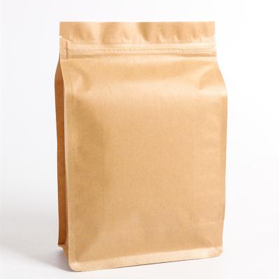 China Polysmarts Flat Bottom Kraft Moisture Proof Coffee Bag With Zipper And Stand for sale