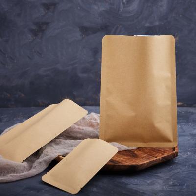 China Custom Printing Polysmarts Snack 3 Side Seal Brown Paper Bag Food Recyclable for sale