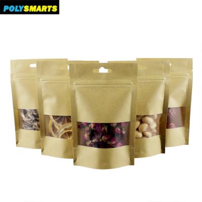 China POLYSMARTS China Wholesale Recyclable Rack Up Kraft Paper Zipper Bag, Factory Price Different Szie Kraft Paper Bag for sale