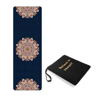 China Custom Stretching Yoga Mat Worker Logo Printed Eco Friendly Screen Prining Microfiber Popular Natural Rubber + Suede Product Full Color Sublimation New for sale