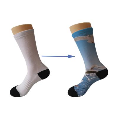 China Breathable Sublimation Blank Printed White Polyester Socks for sale