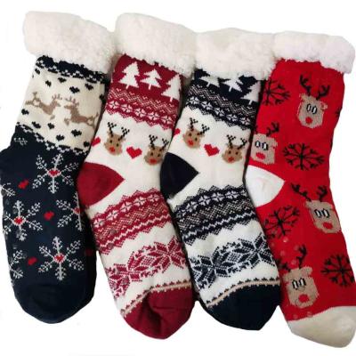 China Christmas Anti Slip Anti Bacterial Cute Warm Custom Cotton Floor Fuzzy Socks for sale