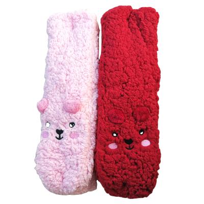 China Anti Slip Girl Anti Bacterial Cute Warm Cotton Floor Fuzzy Christmas Socks Custom for sale