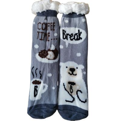 China Anti Slip Anti Bacterial Cute Hot Women Floor Fuzzy Christmas Socks Custom for sale