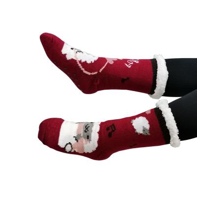 China Antibacterial Christmas Indoor Floor Women Non Slip Slipper Fuzzy Socks for sale