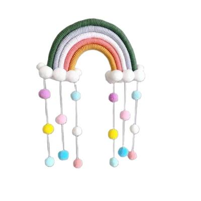 China Minimalist Rainbow Macrame Wall Hanging Decor Knitted Handwork Art Wall Decor Wholesale for sale