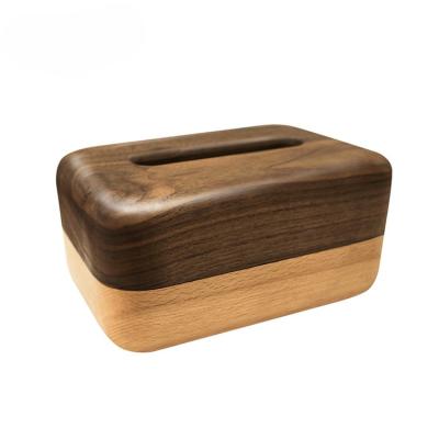 China Creative modern simple walnut tissue box living room towel paper box household solid wood use for sale