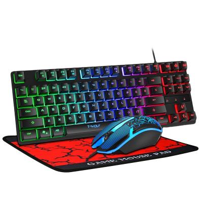 China Hot Selling USB RGB Good Feeling Keyboard Mouse Glowing Mechanical Cable Combos Anti-Drop Super Ergonomic Computer Gaming for sale