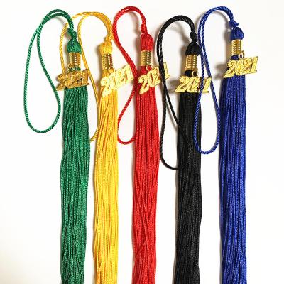 China Decorative Factory Wholesale Graduation Fringe Tassel With 2023 Year Gold Charm Single Color for sale