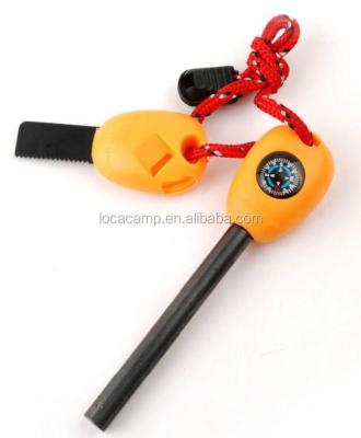 China Camping Outdoor Camping Hiking Magnesium Fire Starter With Compass And Whistle for sale