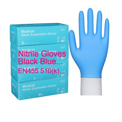 China Sample Medical Powder Free EN 455 Medical Examination Nitrile Glove Waterproof Hot Gloves for sale