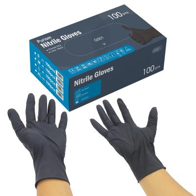 China Black Hand Protection Nitrile Gloves Powder Free EN374 Household Workwear Glove for sale