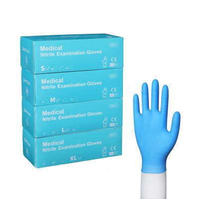 China Medical Examination Gloves NBR China Factory Medical Waterproof EN455 Examination CE Blue Disposable Nitrile Gloves for sale