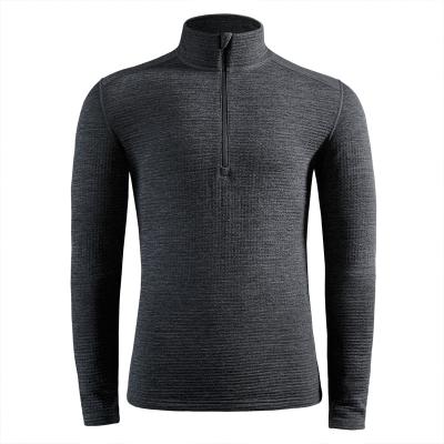 China Thermal Mens Waffle Wool 1/4 Zip Merino Shirt for sale