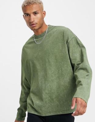 China Breathable Mens Heavy Acid Washed Oversized Long Sleeve Shirt for sale