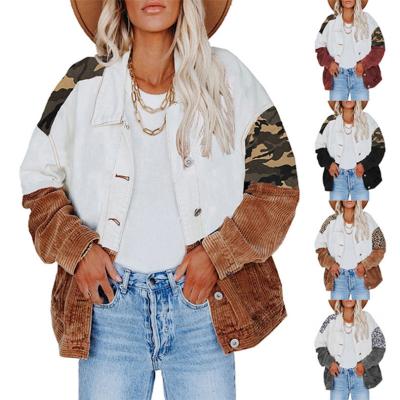 China Breathable Jackets For Women Denim Corduroy Camouflage Jacket Turn-Dowm Lapel Vintage Cowgirl Jackets Coats Mujer 2022 Quilting for sale