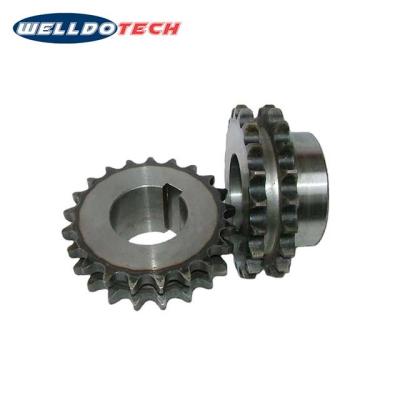 China Aluminum Custom High Hardness Zinc C45 Plating Double Chain Sprocket Wheel for sale