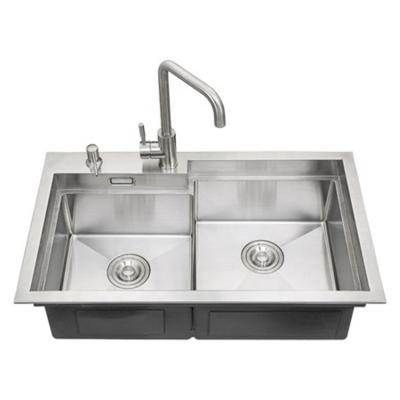 China New Premium Double Faucet Stainless Steel Drainer Without Bowl Kitchen Sink for sale