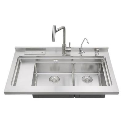 China Without Faucet Restaurant Kitchen Equipment High Quality Double Bowl Kitchen Sink With Drainer, 304 Stainless Steel Sink, Sink Bowl for sale