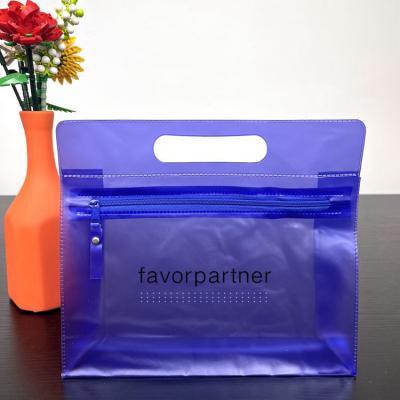 China Custom Custom Stand Up Portable Cosmetic Plastic Zipper Pouch Bag Translucent PVC Package Bag for sale